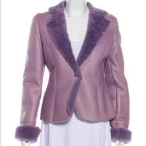 Emporio Armani Leather Shearling Lilac Fur Coat Jacket Sz. S.